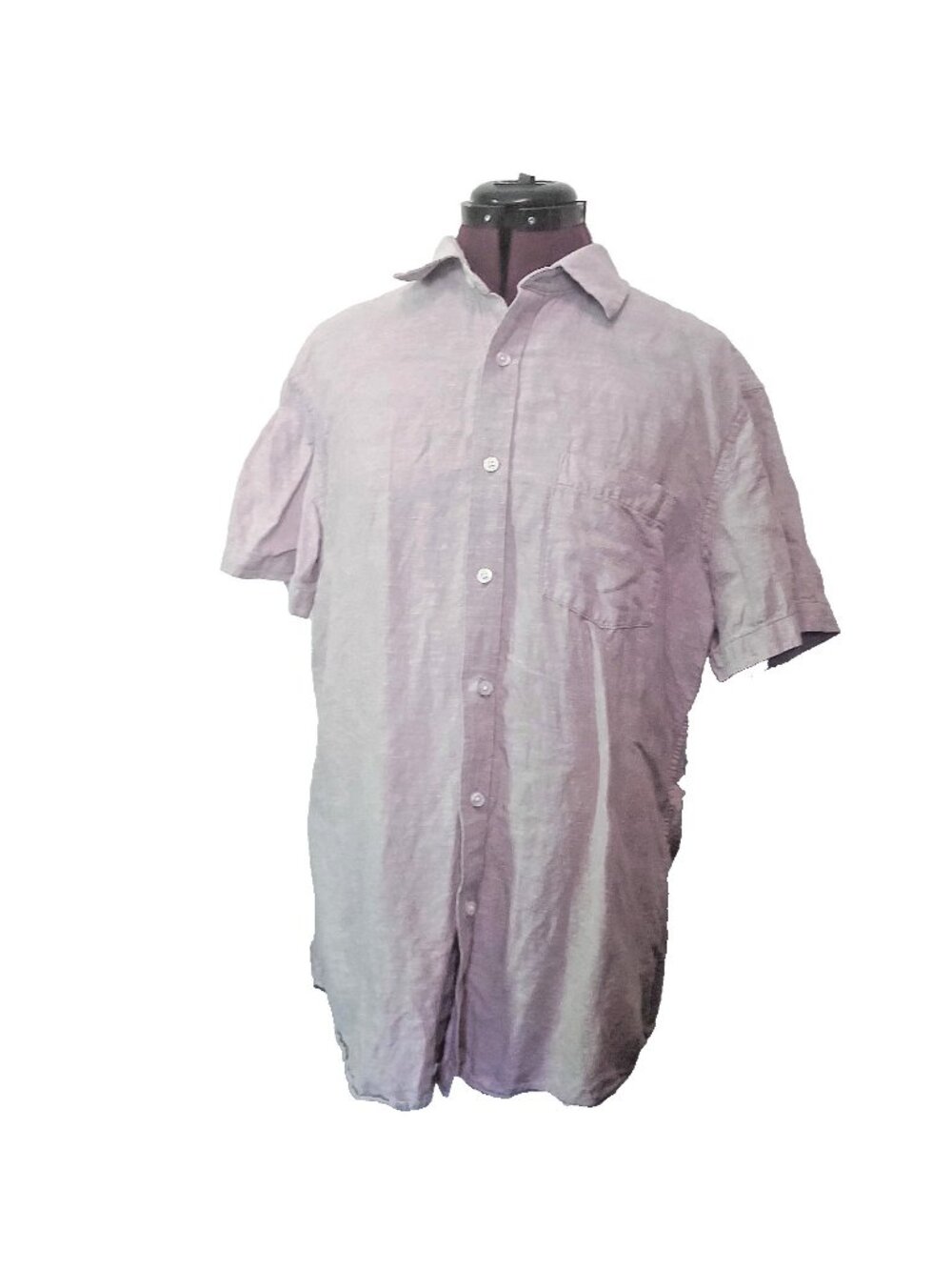 Banana Republic Shirt Mens Large L Tan Slim Fit Linen Blend Button Front Pocket